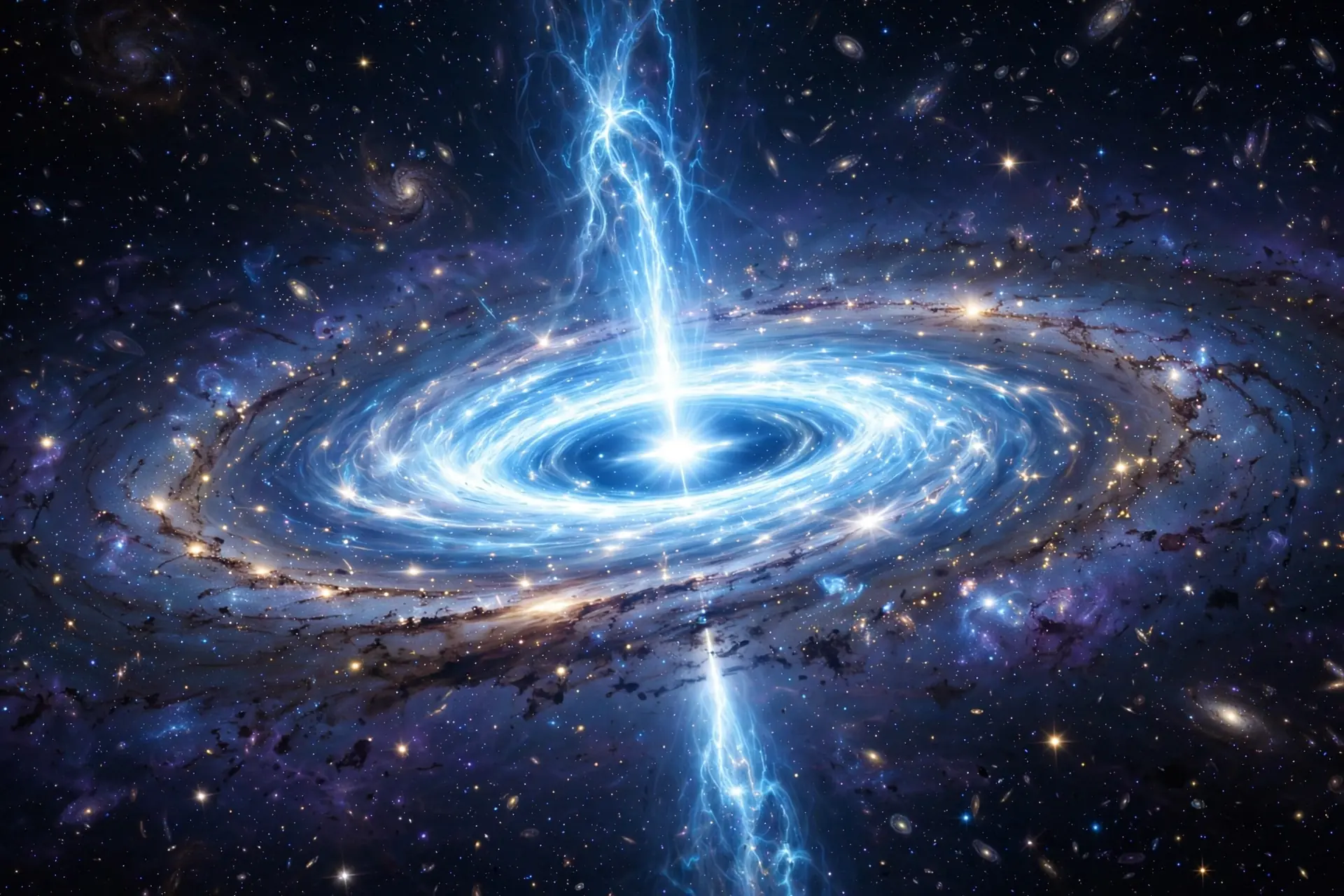 The quasar TON 618 blazing at the heart of a distant galaxy